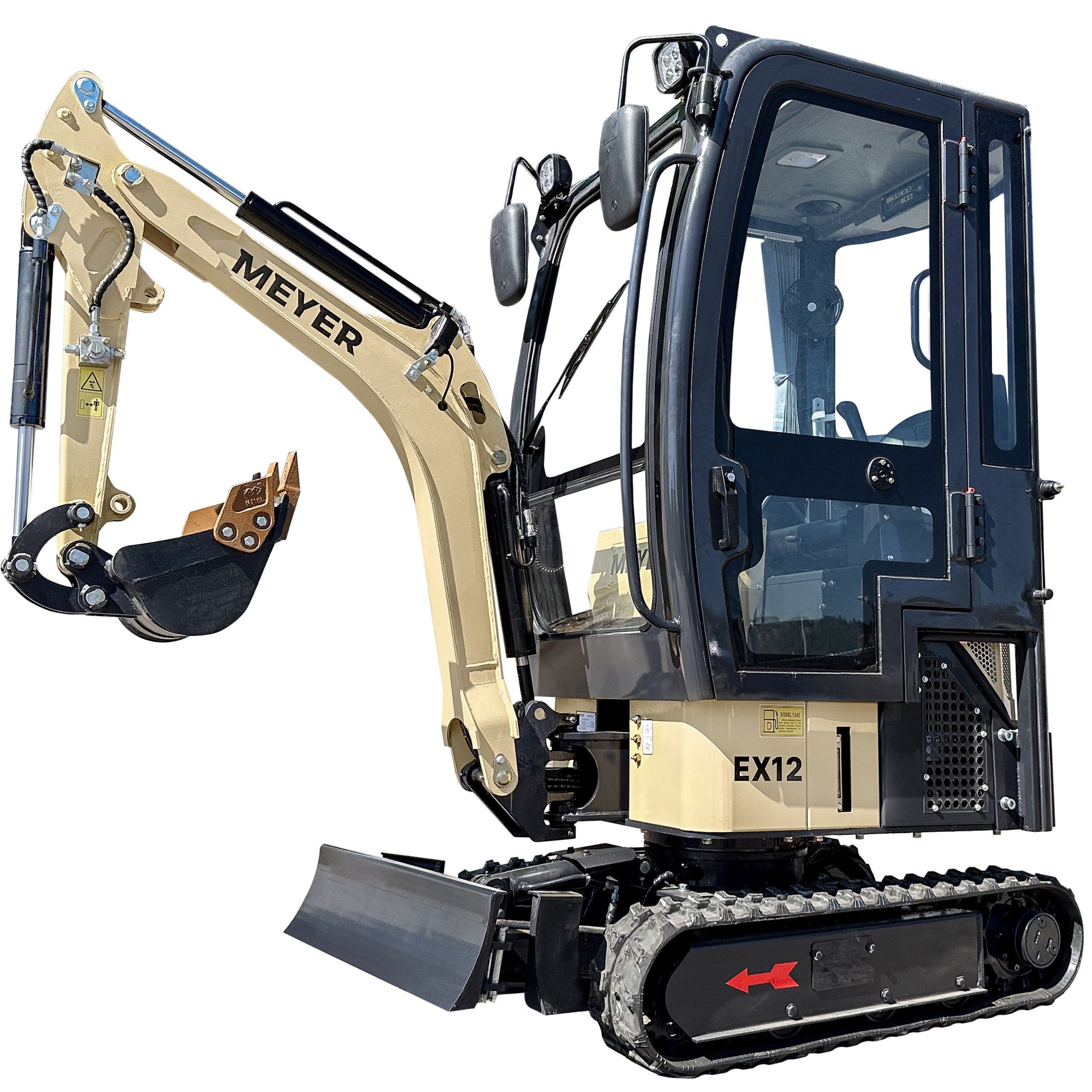 Minikoparka gąsienicowa MEYER EX12 z kabiną - skrętne ramię, joystick, rozsuwane gąsienice